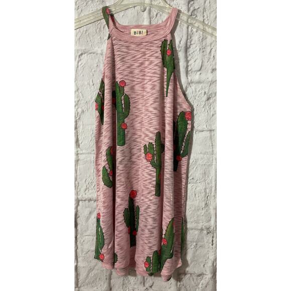 NEW BiBi Tank Size Small Semi Sheer Cactus Flower Pink - Picture 1 of 6